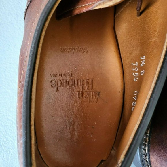 Allen Edmonds Mens Mapleton Brown Leather Lace Up Oxford Dress Shoes Size 9.5 B main image 9